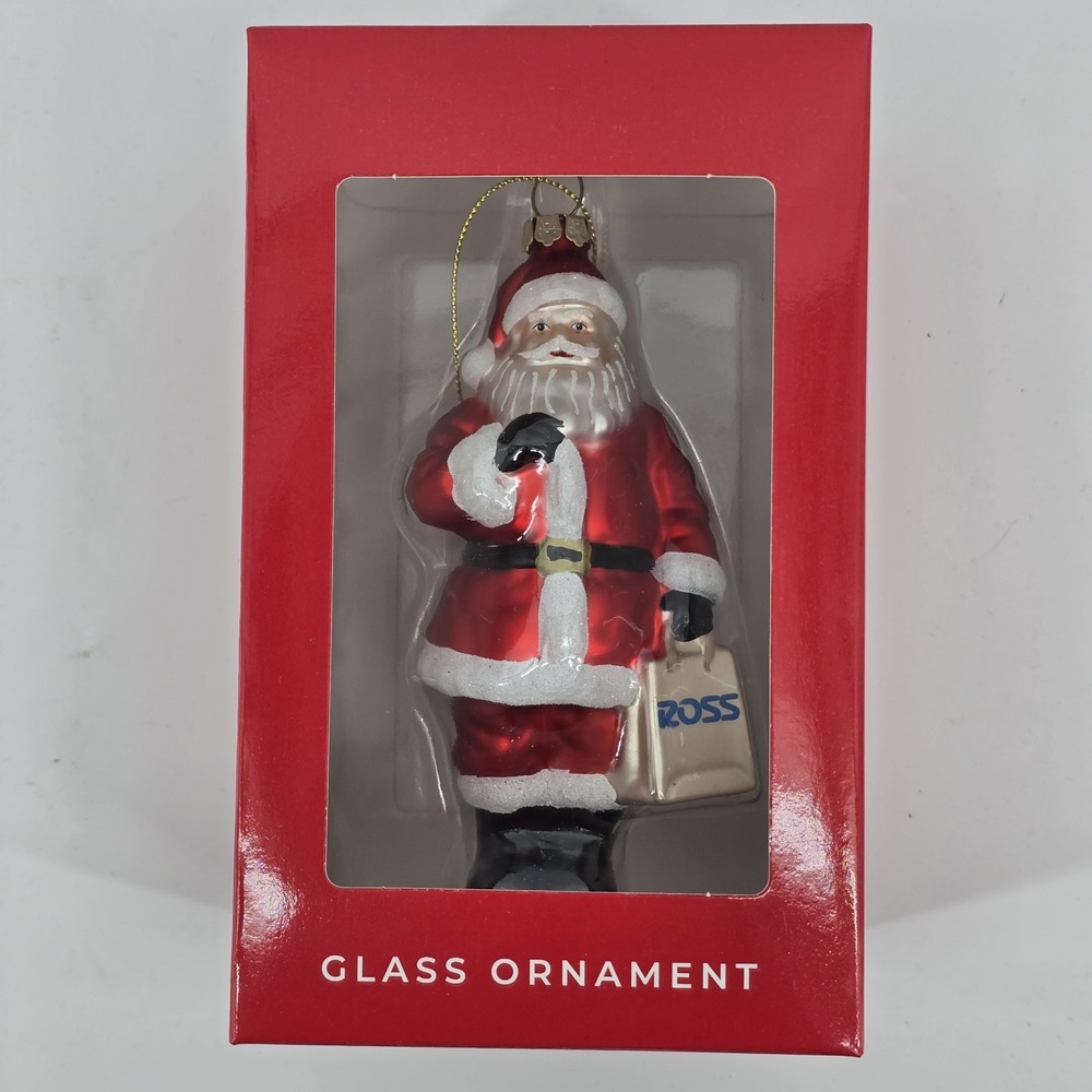 Ross Dress‎ for Less Exclusive 2025 SANTA CLAUS SHOPPING Glass Ornament NEW